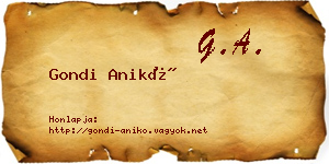 Gondi Anikó névjegykártya